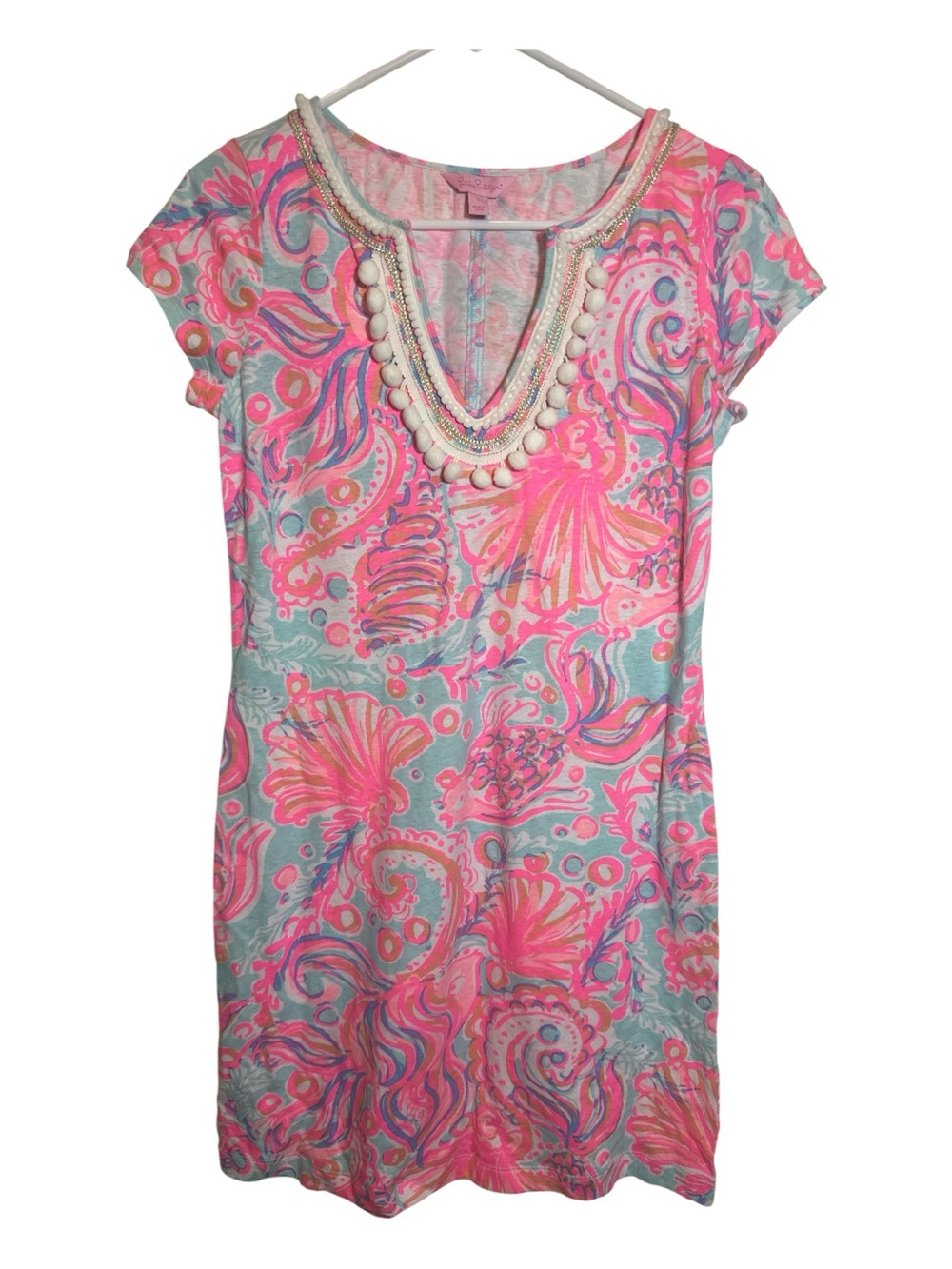 Lilly Pulitzer Harper Shift Dress Linen Cotton Sz S Too Much Bubbly Pink Pout